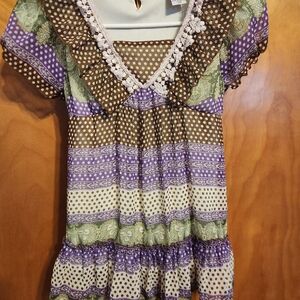 Y2K Mary Kate & Ashley Polka Dot and Floral Blouse Size 10/12